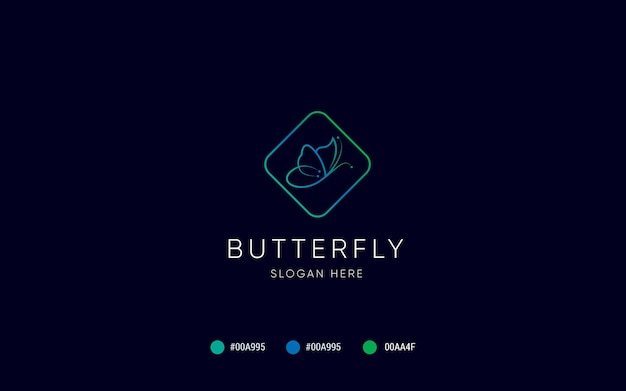 butterfly logo template, beauty business, silhouette vector graphic