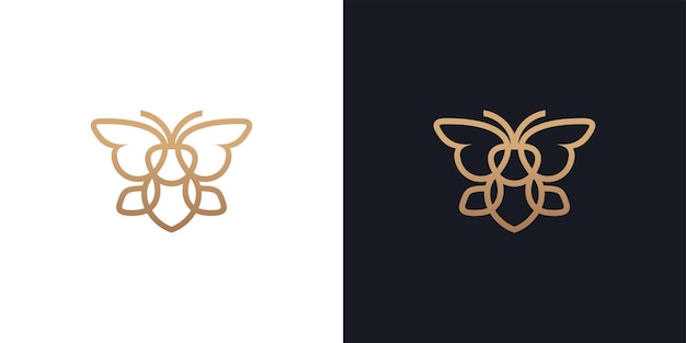 Butterfly logo vector icon line outline illustration