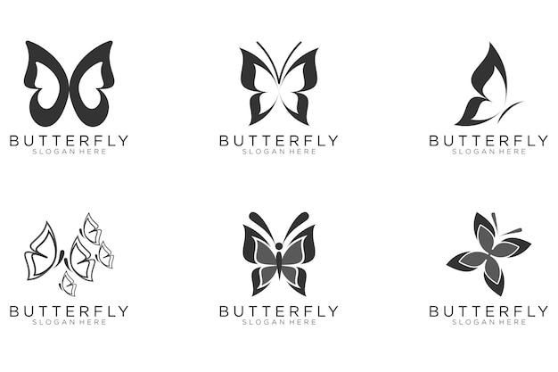 Butterfly logo vector set black