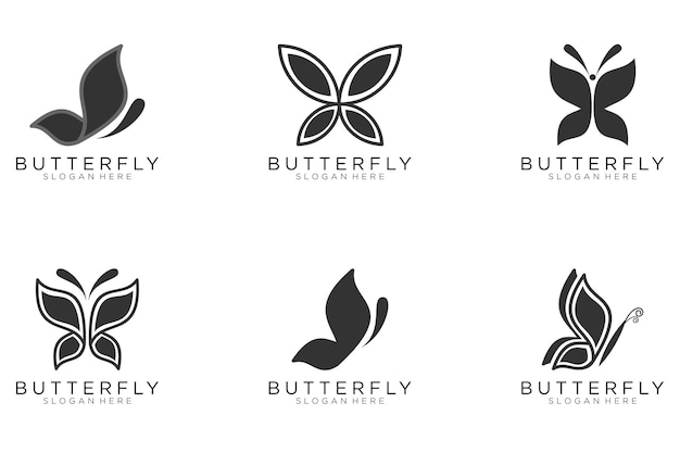 Butterfly logo vector set black