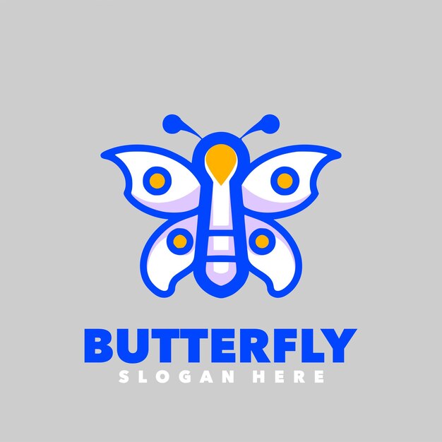 Butterfly logo with a blue butterfly on it