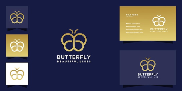 Butterfly logo with initial letter bb and creative line art concept