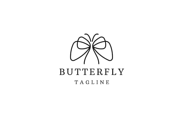 Butterfly logo with line art style design template flat vector illustration