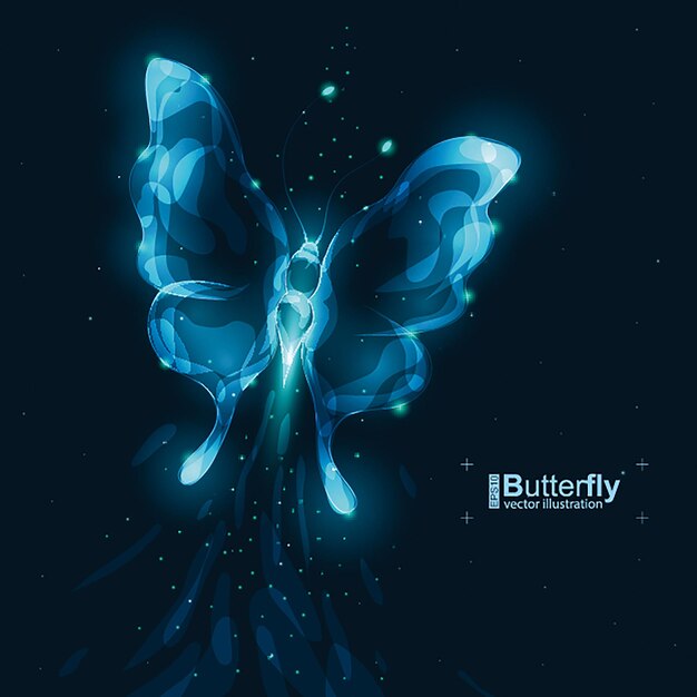 Vector butterfly low poly blue