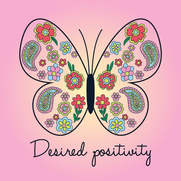 butterfly made out of flowers outline art