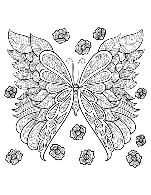 Butterfly mandala coloring pages for adults and kids coloring book