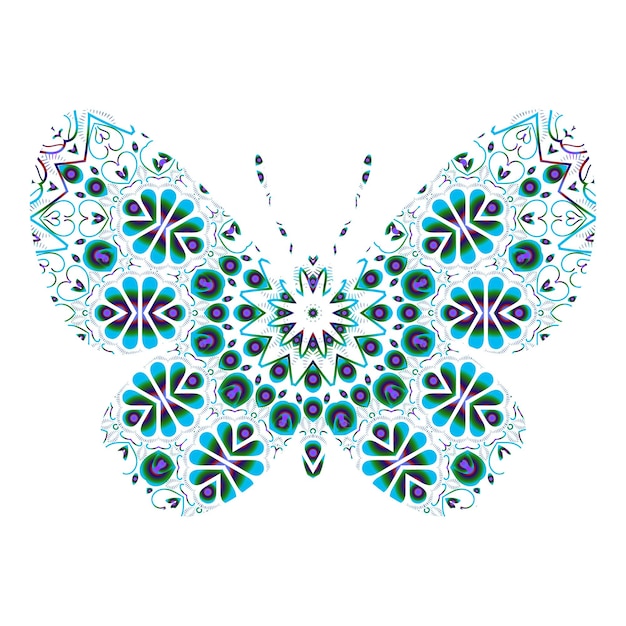 Butterfly Mandala ornament hand drawn vector can be use for textile phone case print greeting card