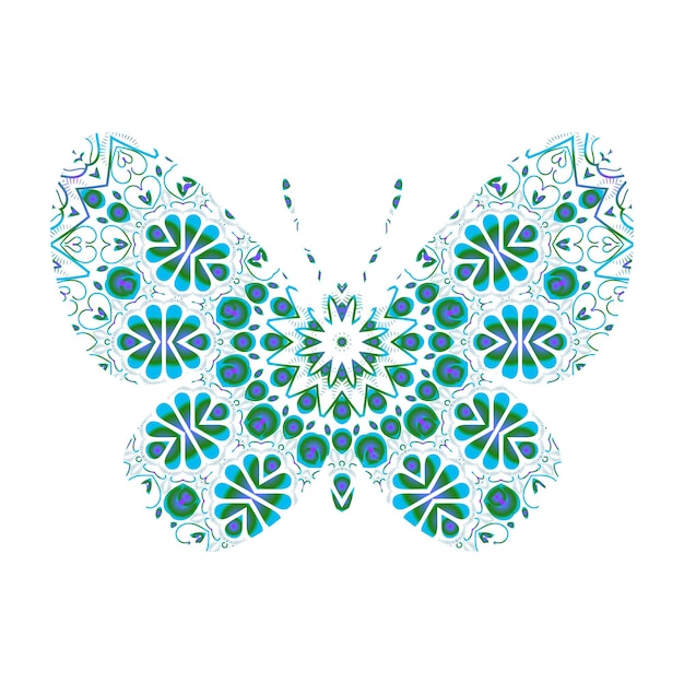 Butterfly Mandala ornament hand drawn vector can be use for textile phone case print greeting card