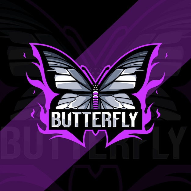 Butterfly mascot logo esport design