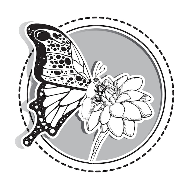 꽃 프레임 디자인에 나비