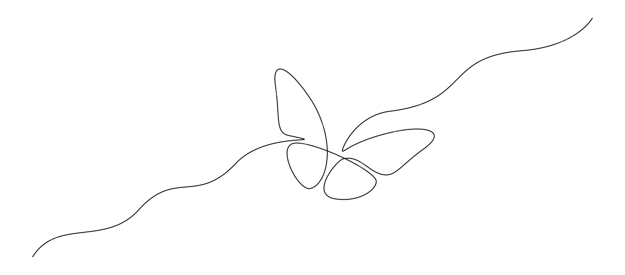 Premium Vector | Butterfly in one continuous line drawing ...