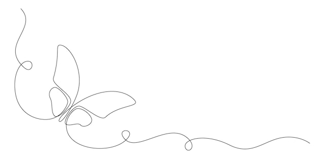 Farfalla in un disegno a linea continua bella falena volante per il benessere del salone di bellezza o spa logo e concetto di divisore in semplice stile lineare tratto modificabile doodle illustrazione vettoriale