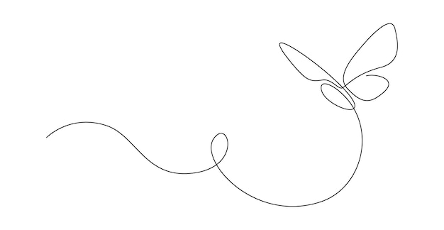 Vettore farfalla in un disegno a linea continua bella falena volante per il benessere del salone di bellezza o spa logo e concetto di divisore in semplice stile lineare tratto modificabile doodle illustrazione vettoriale