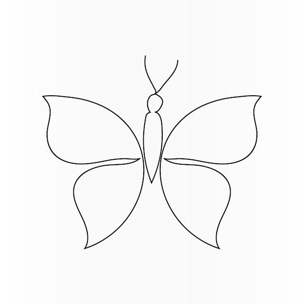 Butterfly one line continuous vector art drawing illustration and single line drawing