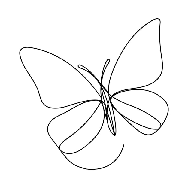 Butterfly one line continuous vector art illustration and minimul art