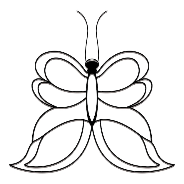 Vector butterfly outline drawing for kids