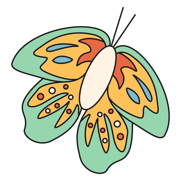 Vector butterfly outline stijl 70s trending vector