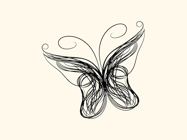 Vector butterfly outline with drawn details collection