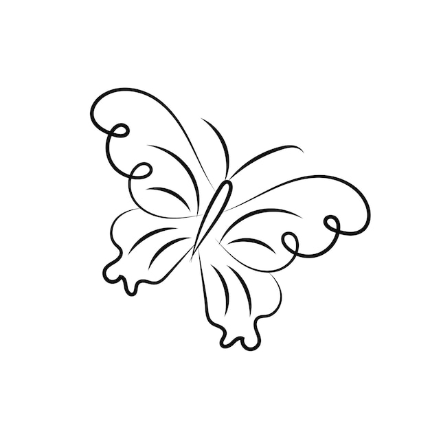 Butterfly outline with drawn details collection