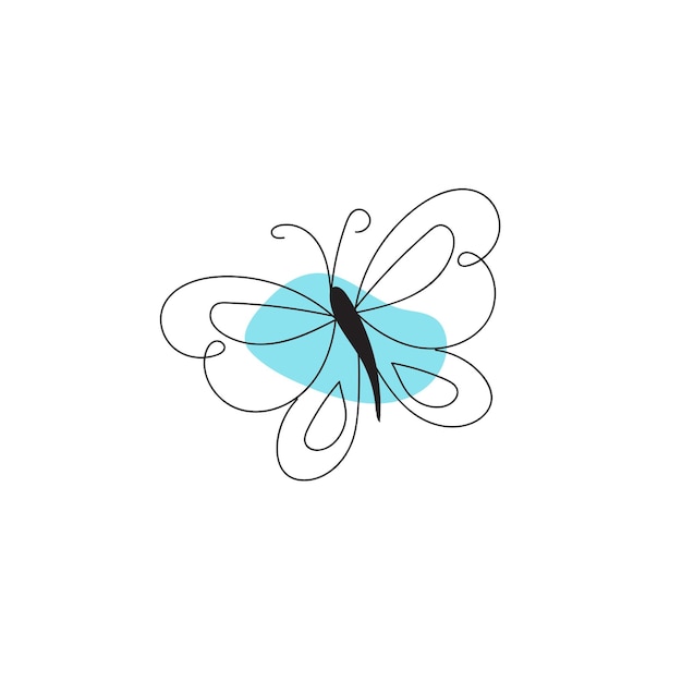 Butterfly outline with drawn details collection