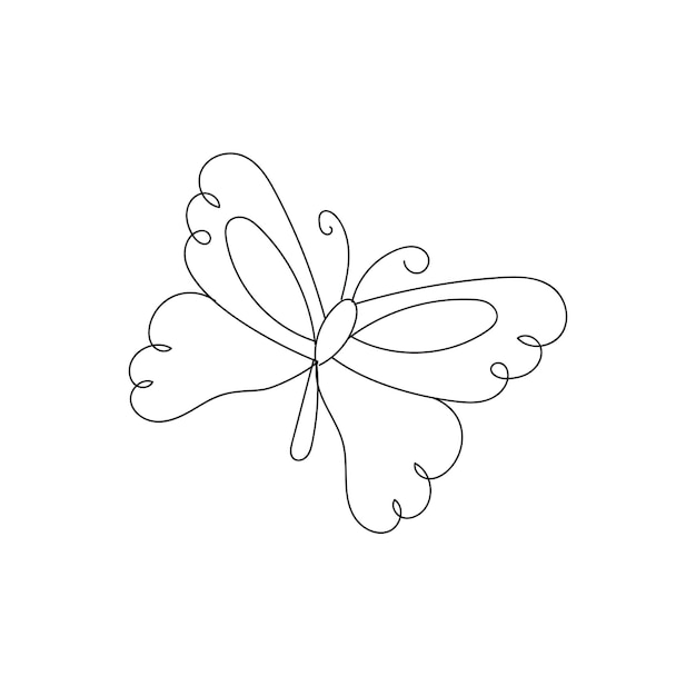 Butterfly outline with linear flat details collection