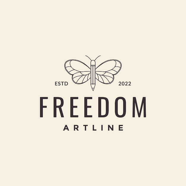 Butterfly pencil hipster logo design