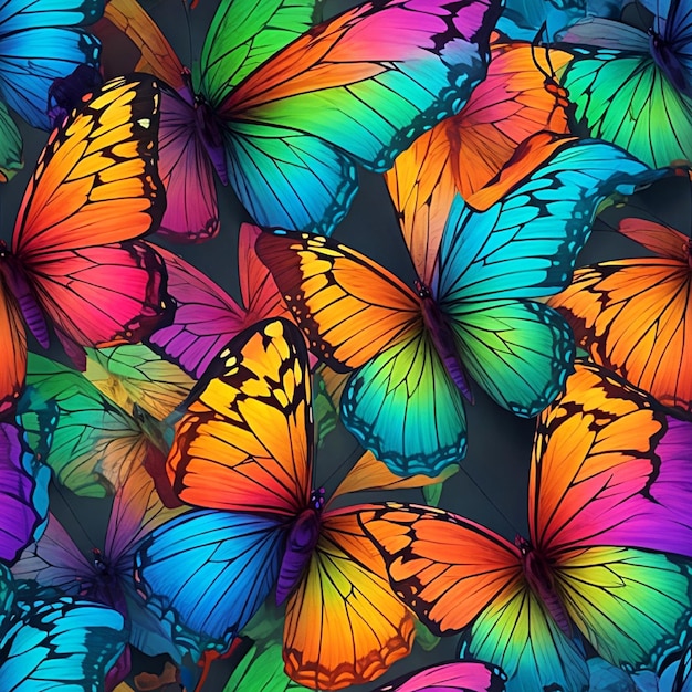 Butterfly seamless pattern Cute colorful butterflies beautiful insects retro spring Abstract