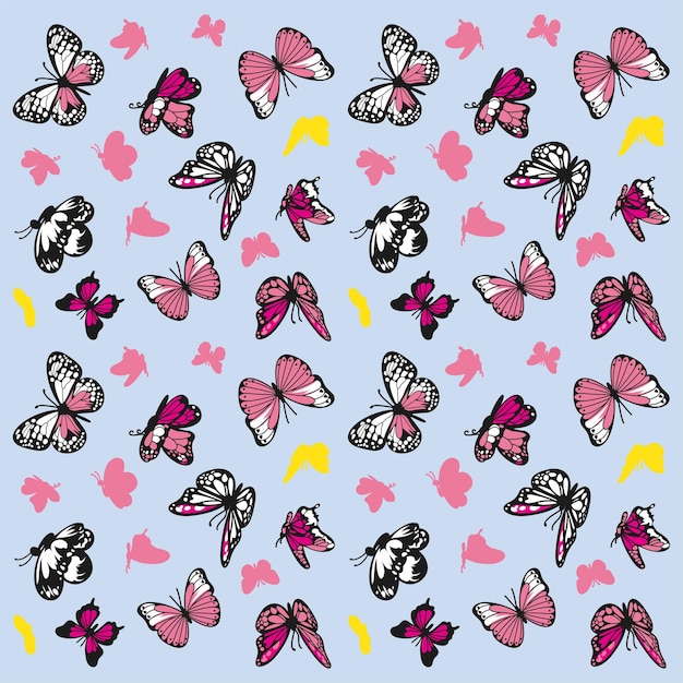 蝶のシームレスなパターン ベクトルの装飾的な蝶のパターンや背景イラスト