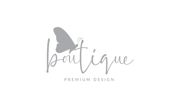 Progettazione grafica dell'illustrazione dell'icona di vettore del simbolo del logo della boutique della siluetta della farfalla