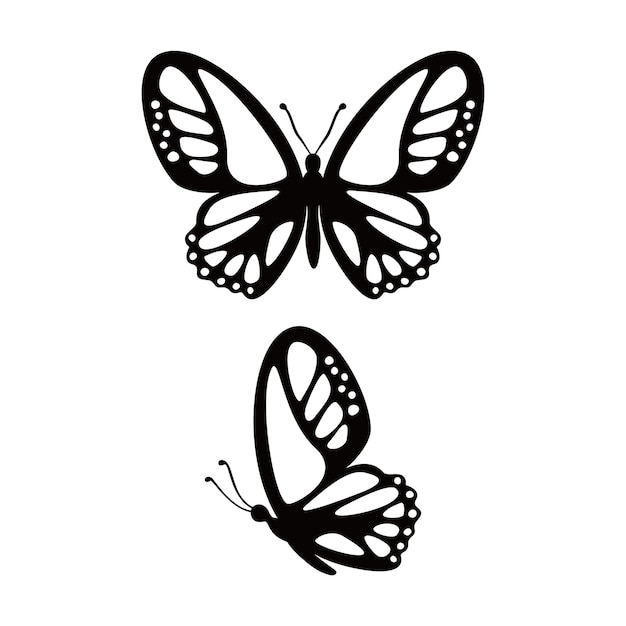 蝶シルエット デザイン ベクトル イラスト昆虫サインとシンボルの結婚式の装飾のための使用