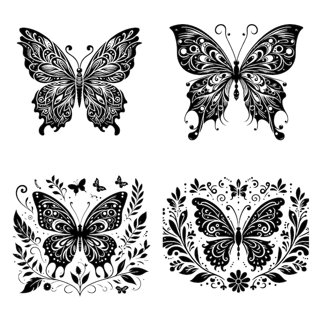 Vector butterfly silhouette vector editable download