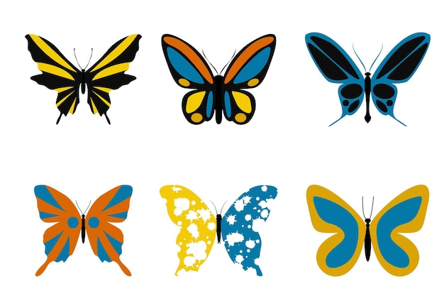Butterfly silhouette in vector for illustration A simple form of an insect
