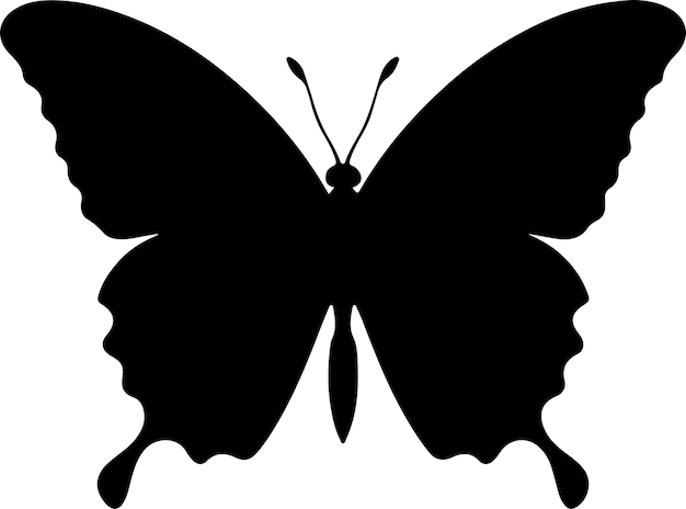 蝶のシルエットベクトルイラスト 白い背景