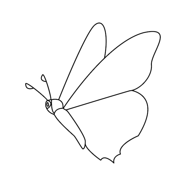 Butterfly single continuous one line out line vector art drawing and tattoo design