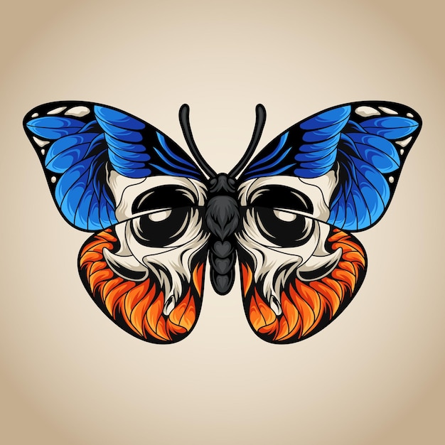 Vector butterfly skull