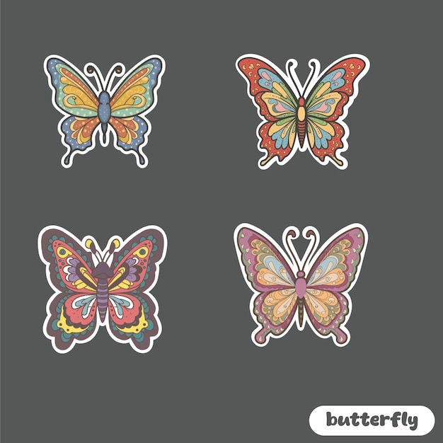 Vector butterfly sticker