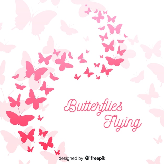 Vector butterfly swarm silhouette background