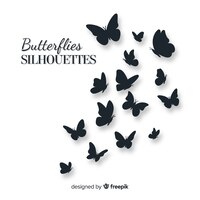 Butterfly swarm silhouette background