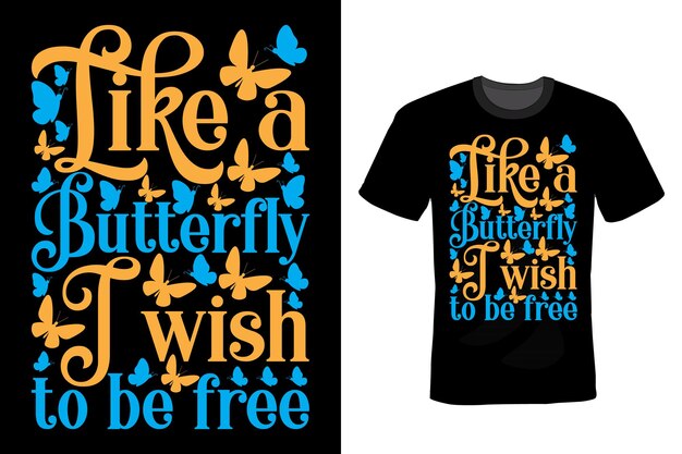 Butterfly T shirt design typography vintage