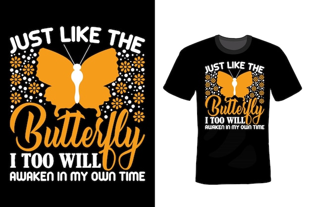 Butterfly T shirt design typography vintage