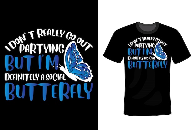 Butterfly T shirt design typography vintage