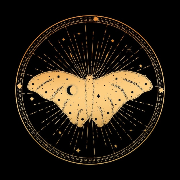 Татуировка бабочки в стиле двойной экспозиции Бохо иллюстрация