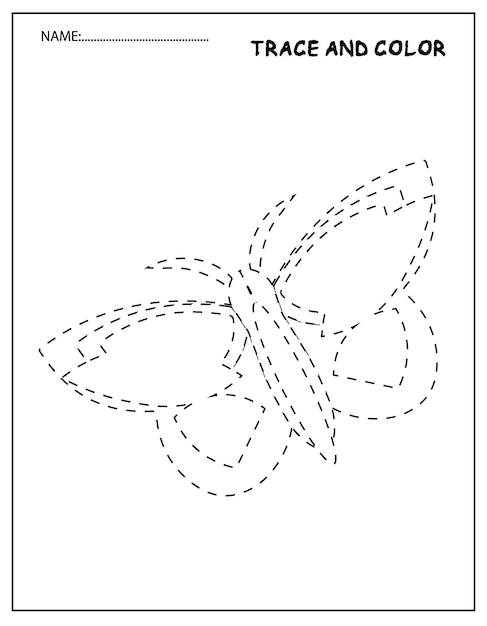 Butterfly tracing worksheet for preschool kindergarten kids