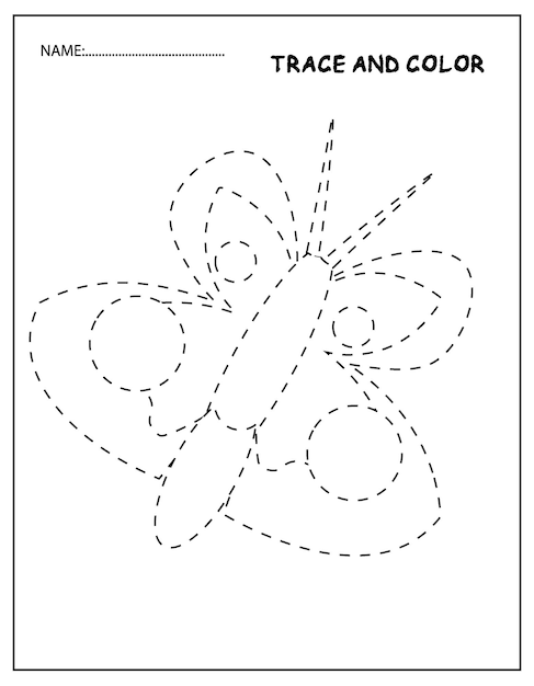 Butterfly tracing worksheet for preschool kindergarten kids