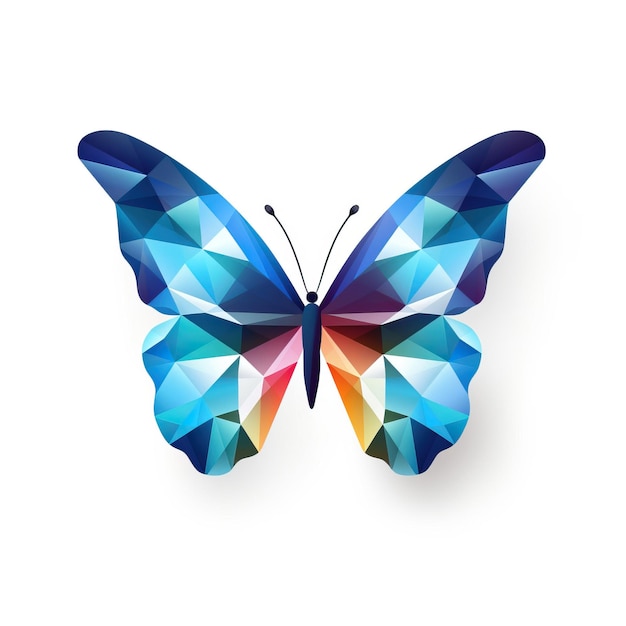 Vector butterfly vector flat geometric watercolor white background isol