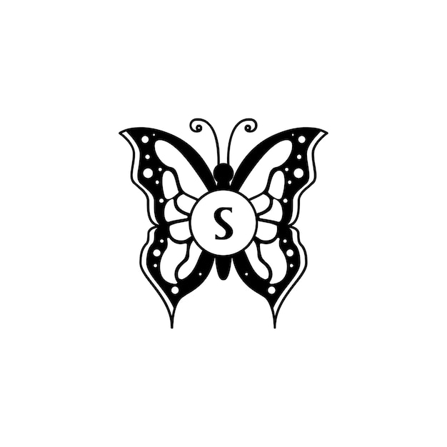나비 터 글 문신 기호 일러스트 로고 디자인