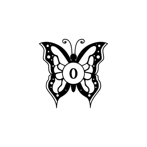 Butterfly vector font tatto symbol illustration logo design