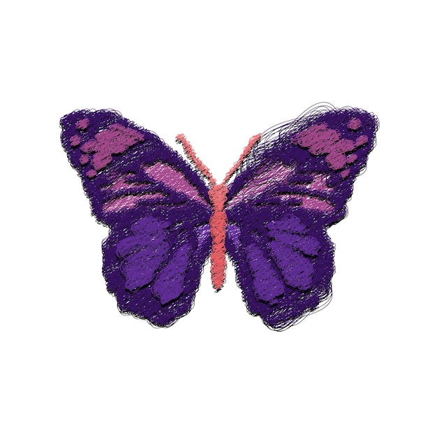 Бабочка векторный эскиз иллюстрации каракули искусства