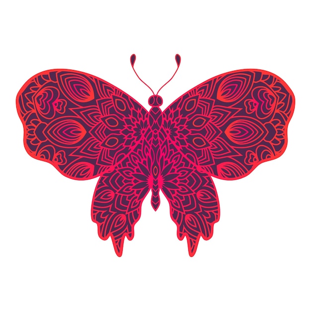 Elementi decorativi vintage a farfalla con mandala