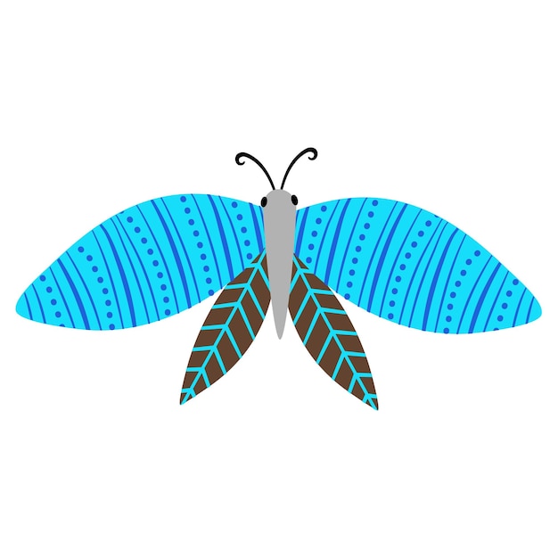 Бабочка на белом фоне стилизованная бабочка в плоском стиле векторный детский орнамент современный